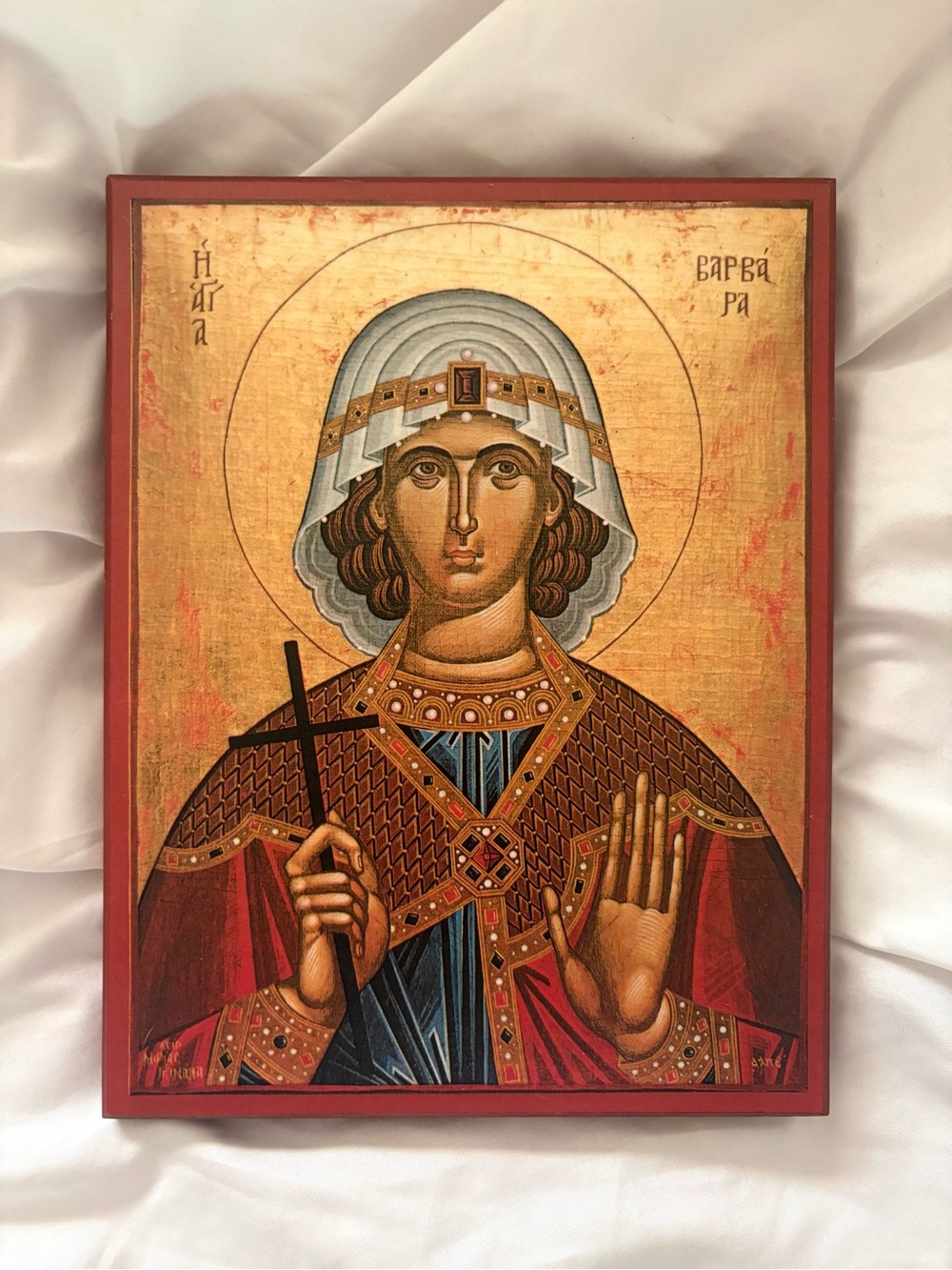 Vintage Saint Barbara religious wood artwork wall hanging home decor catholic